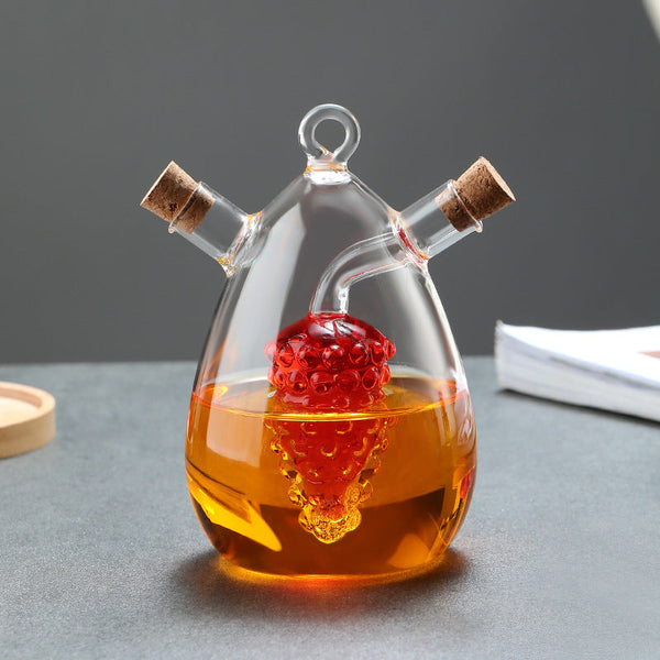 Kitchen Storage Sealed Bottles Double Layer 2 In 1 Glass Oil Vinegar Sauce Seasoning Tools Oil & Vinegar Dispensers