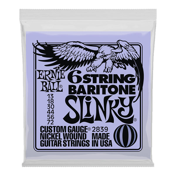Ernie Ball 6 String Baritone Slinky Nickel Wound Electric Guitar Strings 13 72 Gauge (P02839) Guitar Accessories