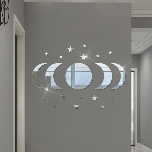Acrylic Star Moon Shape Wall Sticker Lenses For Decoration In Living Rooms Bedrooms Wall Stickers