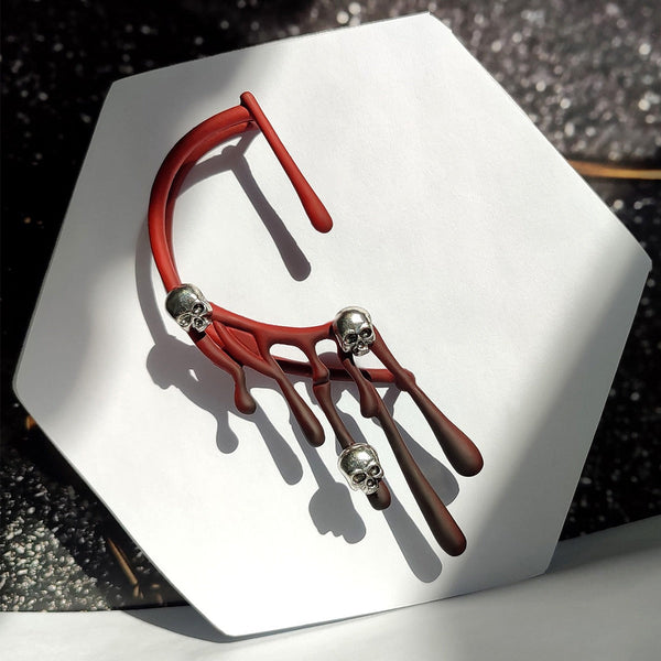 Veile Studios Halloween Exaggerated Lava Retro Wine Red Cold Style Earrings