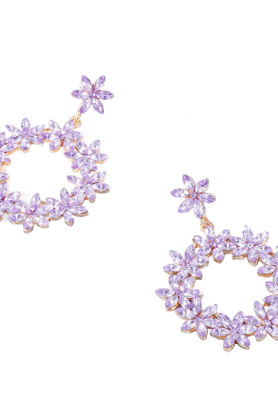 Rhinestone Flower Dangle Earrings