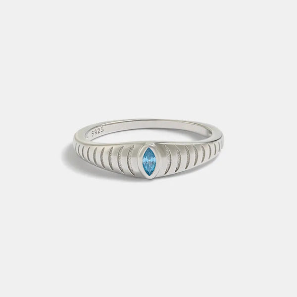 925 Sterling Silver Inlaid Zircon Ring Rings