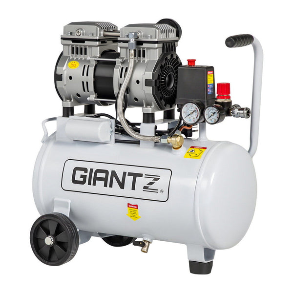 Giantz 24L Air Compressor Quiet 0.75Hp Oil Free Portable Tyre Inflator 40L/Min Deflators