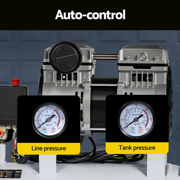 Giantz 24L Air Compressor Quiet 0.75Hp Oil Free Portable Tyre Inflator 40L/Min Deflators