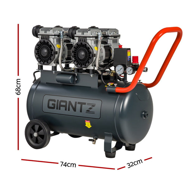 Giantz 50L Air Compressor Quiet 3.0Hp Oil Free Portable Tyre Inflator 200L/Min Deflators