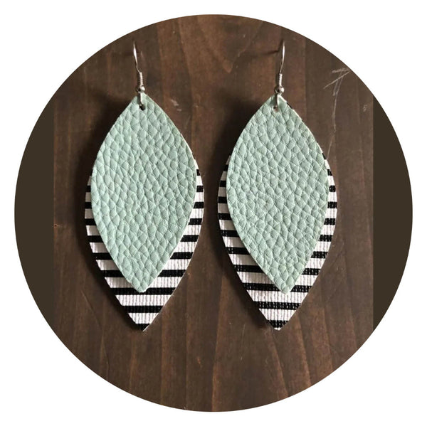 Pu Leather Leaf Dangle Earrings