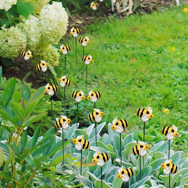 10Pcs Bee Garden Stakes Outdoor Iron Insect Beds Pot Ornament Yard Art Decoration Supplies Lawn Stakes