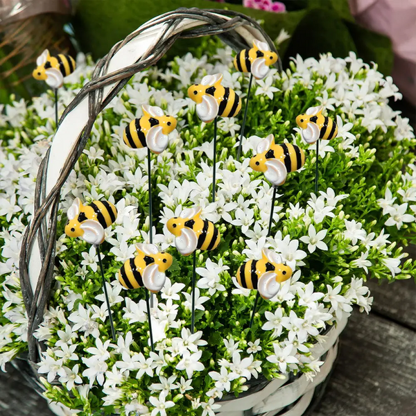 10Pcs Bee Garden Stakes Outdoor Iron Insect Beds Pot Ornament Yard Art Decoration Supplies Lawn Stakes