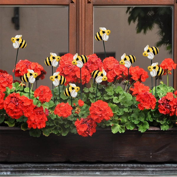 10Pcs Bee Garden Stakes Outdoor Iron Insect Beds Pot Ornament Yard Art Decoration Supplies Lawn Stakes