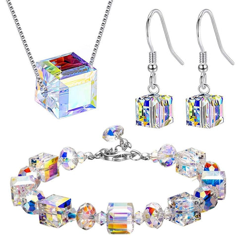 Veile Studios Sugar Crystals Bracelet Necklace Earring Set Jewelry Jewellery Sets