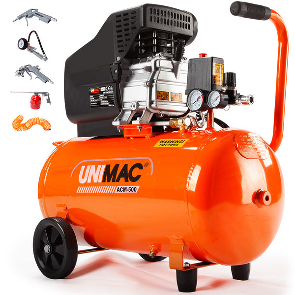 Unimac Air Compressor 50L 3Hp Electric Portable Inflator Direct Tank Pump Oil Air Compressors