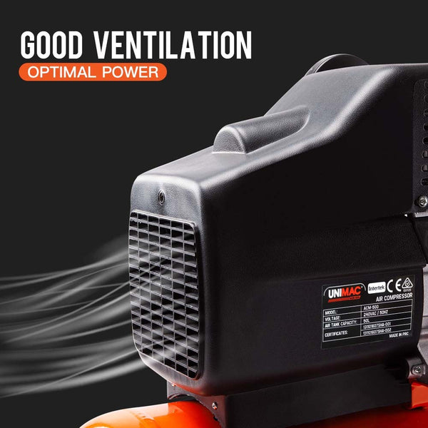 Unimac Air Compressor 50L 3Hp Electric Portable Inflator Direct Tank Pump Oil Air Compressors