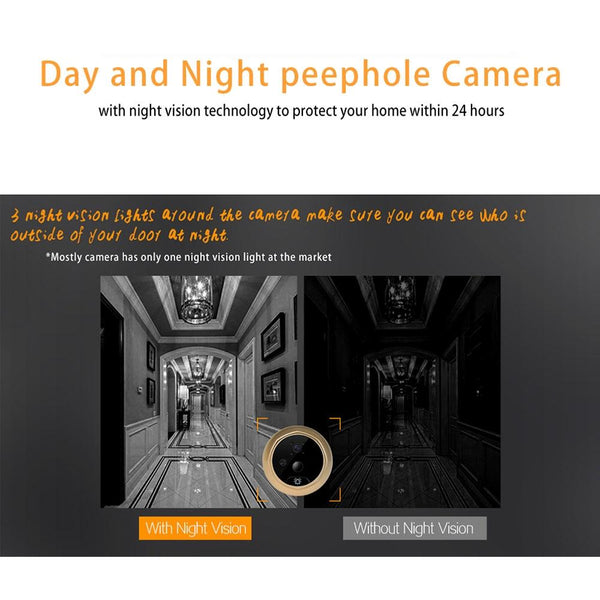 2.4 Inch Colour Screen 1.0Mp Security Camera With No Disturb Peephole Viewer Gold Security Cameras
