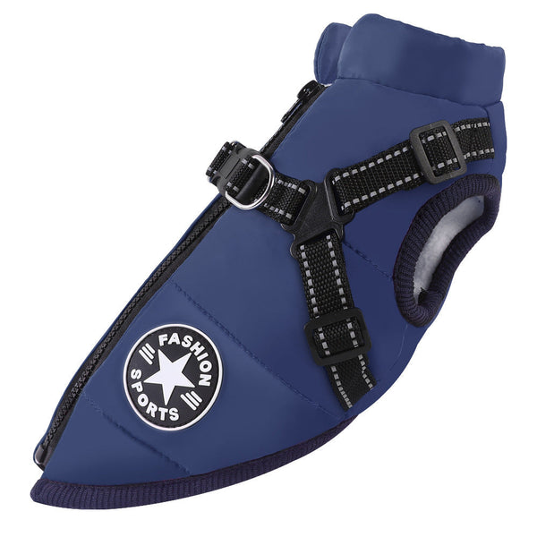 Pet Clothing Waterproof And Warm Dog Cotton Coat Winter Skiing Suit Chest Back Integrated Vest Dog Clothing & Shoes