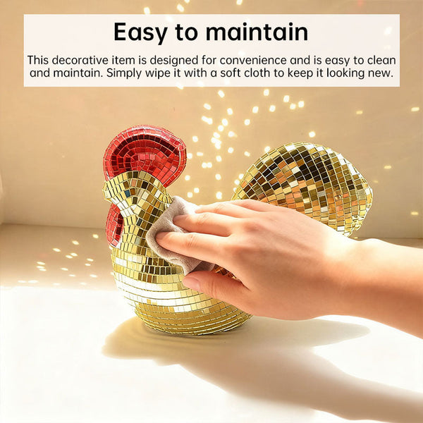 Ornamental Chicken Sculpture With Mirror Tiles Figurines
