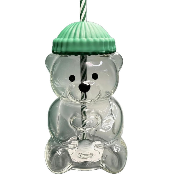 Bearista Glass Straw Cup Teddy Bear Glass Cup With Straw Cups & Saucers