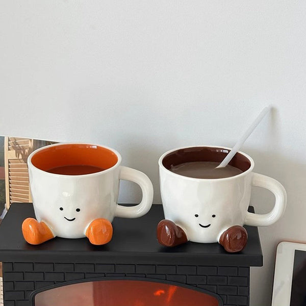 Hand Pinch Feet Ceramic Coffee Cup. High Aesthetic Great For Home/Dorm. Ideal Gift Doubles As Mark Vacuum Flasks & Mugs