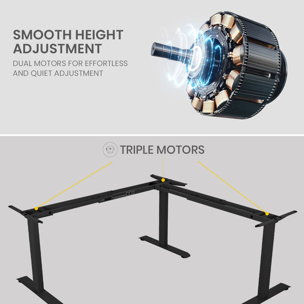 Fortia 173W X 75D Motor 120Kg Load Electric Sit To Stand Up Corner Desk Walnut/Black Frame Standing Desks
