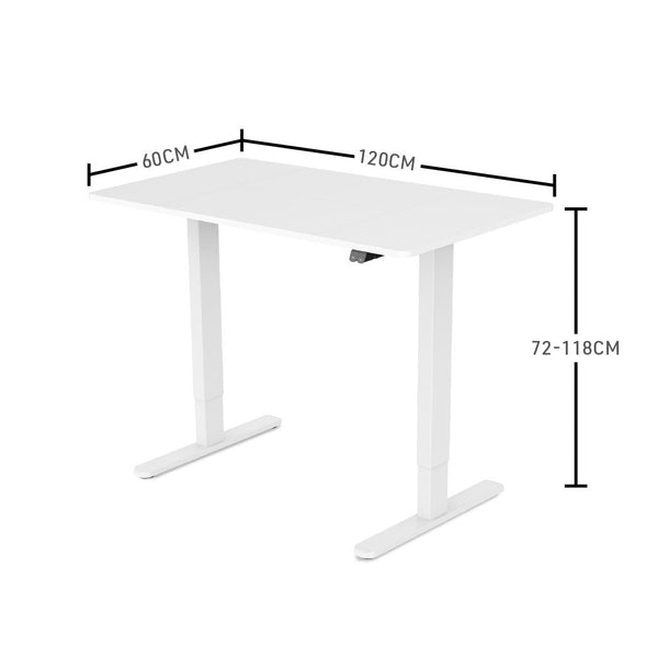 Fortia Sit To Stand Up Standing Desk 120X60cm 72 118Cm Electric Height 70Kg Rated White/White Frame Standing Desks