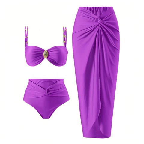 Split Three Piece Bikini Swimsuit Set For Women Swimwear