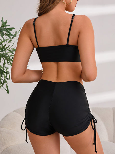 Drawstring Briefs Separated Swimsuit For Women Swimwear