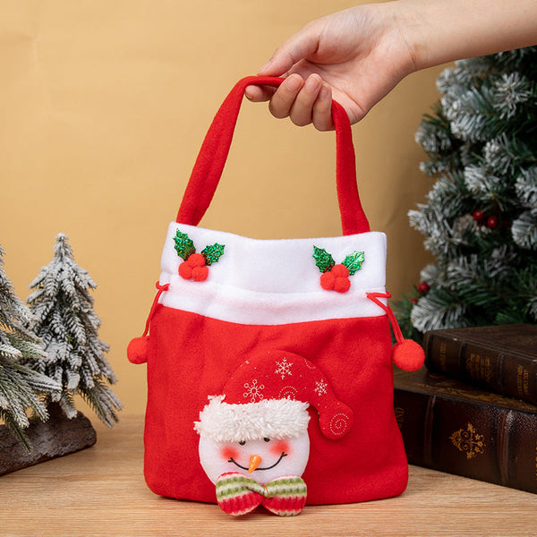Christmas Apple Bag Cartoon Gift Shopping Drawstring Character Tote Decoration Gift Bags