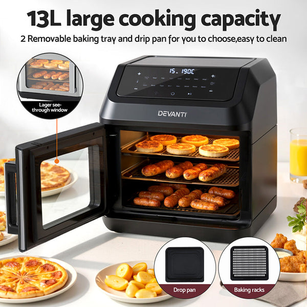 Devanti Air Fryer 13L Lcd Fryers Oven Air Fryers