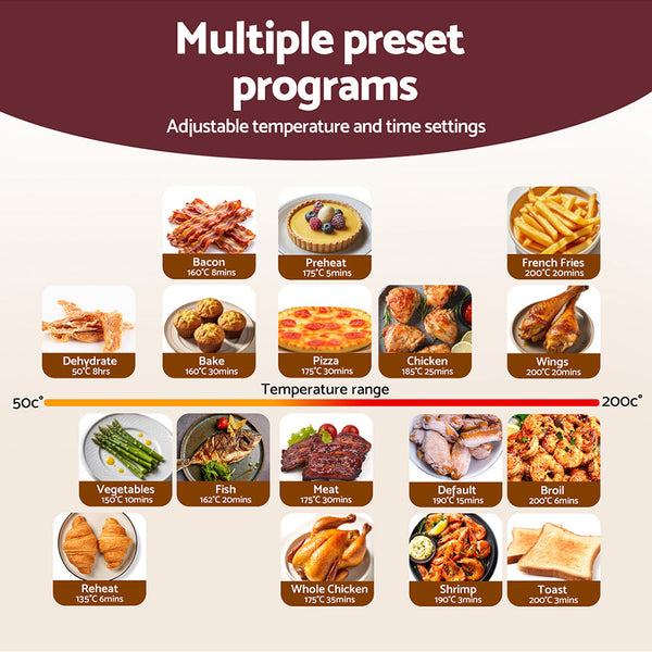 Devanti Air Fryer 13L Lcd Fryers Oven Air Fryers