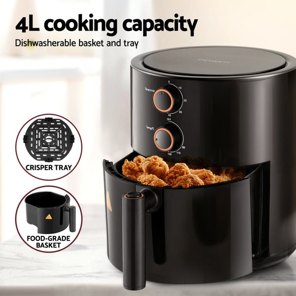 Devanti 4L Air Fryer Knob Control 1500W Air Fryers