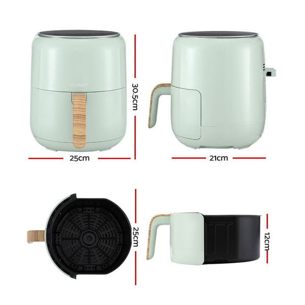 Devanti 5L Air Fryer Touch Control 1700W Green Air Fryers