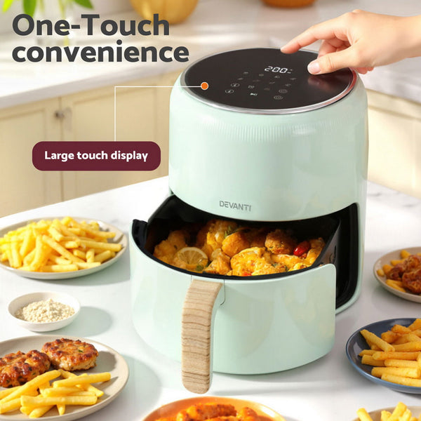 Devanti 5L Air Fryer Touch Control 1700W Green Air Fryers