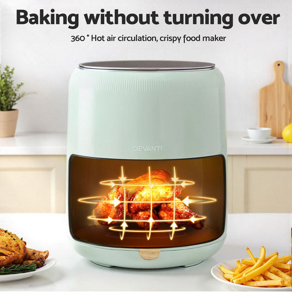 Devanti 5L Air Fryer Touch Control 1700W Green Air Fryers