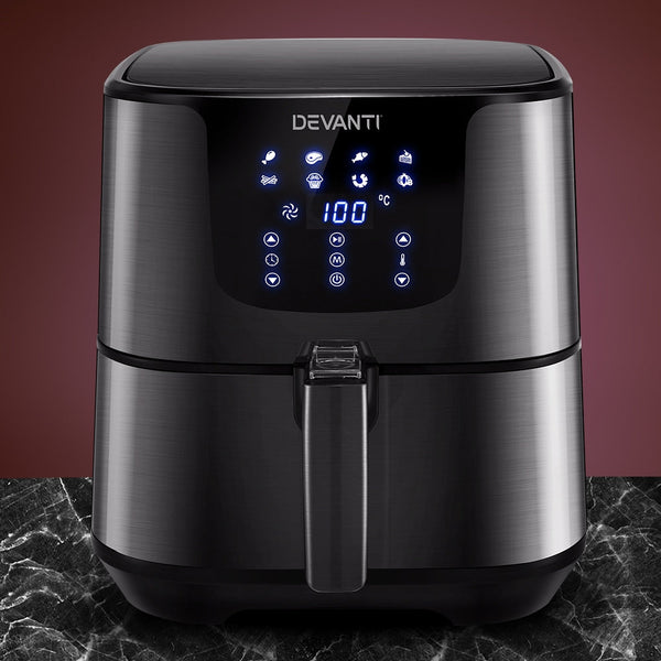 Devanti Air Fryer 7L Lcd Fryers Black Air Fryers