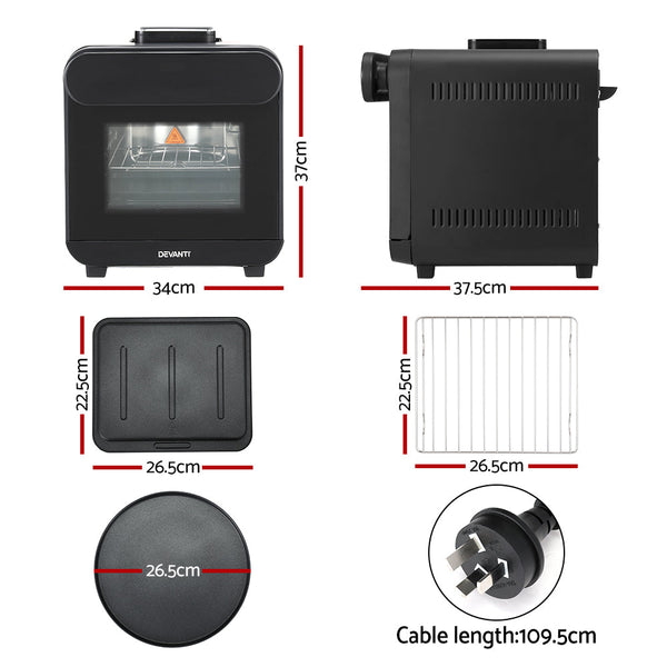 Devanti Steam Air Fryer Oven 15L W/ Lcd Touch 1600W Air Fryers