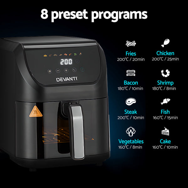 Devanti Air Fryer 5L W/ Lcd Touch 1500W Air Fryers