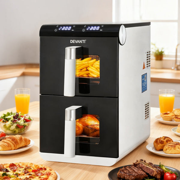 Devanti Air Fryer Oven 11L Dual Zone Fryers Air Fryers