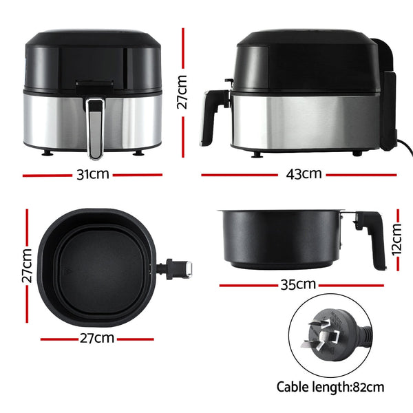 Devanti 5.5L Air Fryer & Grill Lcd Fryers 1500W Air Fryers