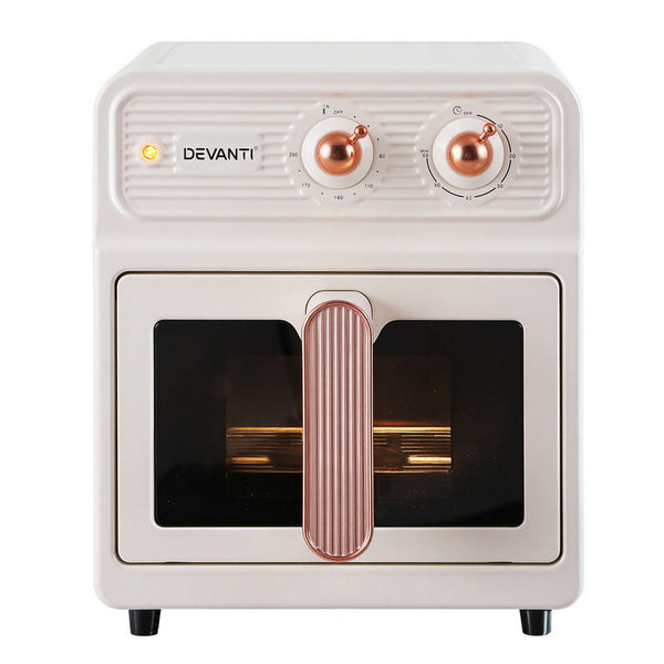Devanti 6L Air Fryer Knob Control 1700W Cream Air Fryers
