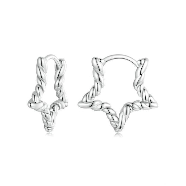 Veile Studios Silver Charm Original Star Texture Element Ear Buckle Female Classic Pentagram S925 Pure Earrings