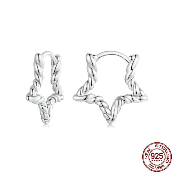 Veile Studios Silver Charm Original Star Texture Element Ear Buckle Female Classic Pentagram S925 Pure Earrings