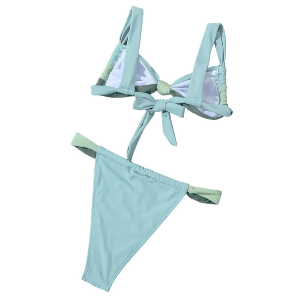 New And American Style Bikini Cross Border Export Spliced Strap  Two Piece Swimsuit For Women Swimwear