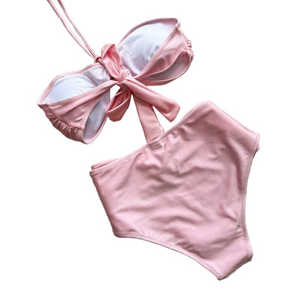 Style Bikini High Waist Solid Color Two Piece Women's Swimsuit Swimwear