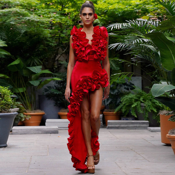 Swimsuit Women's Lace V Neck Irregular Skirt Set Swimwear