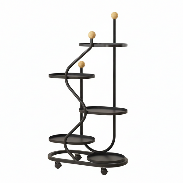 Mobile Flower Stand With Wheels Multi Layer Metal Plant Shelf For Living Room And Balcony Floor Standing Planter Rack Plant Stands