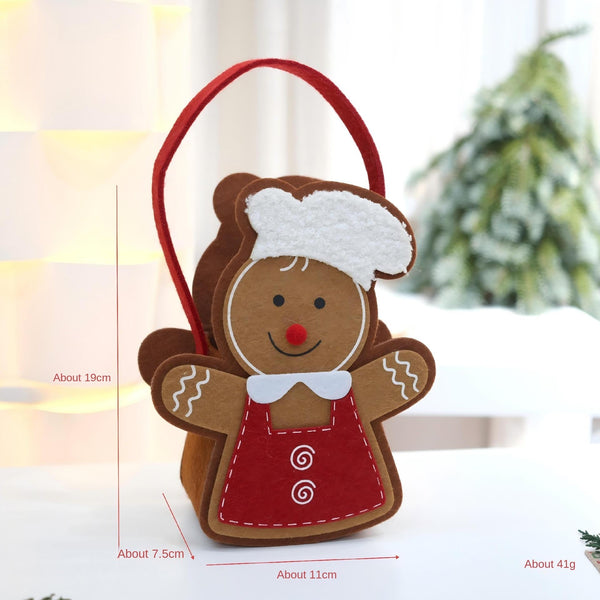 Christmas Gingerbread Man Holiday Decoration Desk Felt Gift Tote Bag Gift Bags