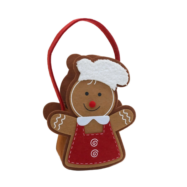 Christmas Gingerbread Man Holiday Decoration Desk Felt Gift Tote Bag Gift Bags