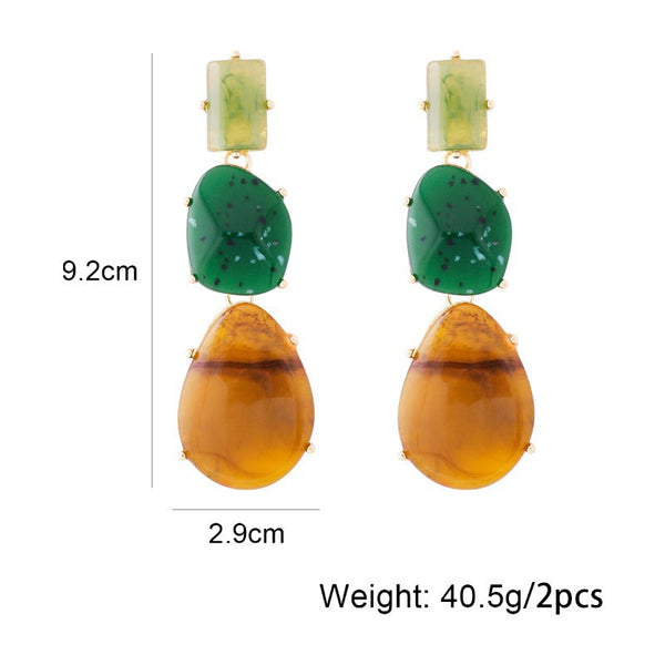 Veile Studios Women Special Shaped Geometric Multi Layered Exaggerated Resin Lady Earrings
