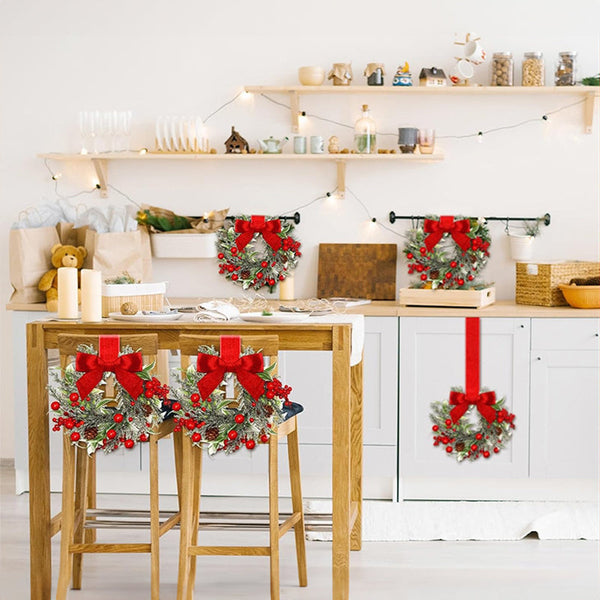 Farmhouse Mini Christmas Cabinet Wreaths Set Of 6 With Ribbon Tie Ons Seasonal Decorations