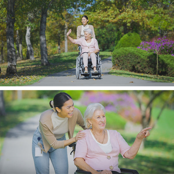 Equipmed 24 Inch Portable Folding Wheelchair 24" Mobility Chair Alloy Senior Elderly Aid Wheelchairs