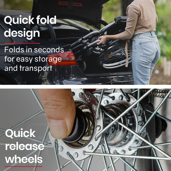 Equipmed 24 Inch Portable Folding Wheelchair 24" Mobility Chair Alloy Senior Elderly Aid Wheelchairs